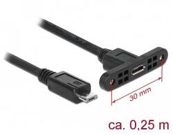 Delock Kábel, USB 2.0-s Micro-B típusú csatlakozóhüvely, panelrögzítés > USB 2.0-s Micro-B típusú cs (85245) - dellaprint