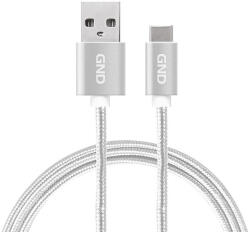 GND USB-A/USB-C kábel, 2 méter, fonott - ezüst szín (GNDUSBAC200MM05)