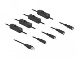 Delock A-típusú USB apa 4 db. DC 5, 5 x 2, 1 mm anya csatlakozójú, 1 méter hosszú kábel (86799) - dellaprint