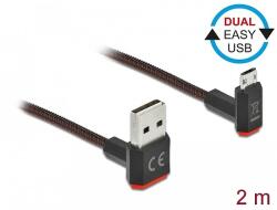 Delock EASY-USB 2.0 kábel A-típusú csatlakozódugó - EASY-USB Micro-B típusú csatlakozódugó, ívelt fe (85268)