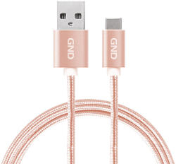 GND USB-A/USB-C kábel, 2 méter, fonott - arany szín (GNDUSBAC200MM06)