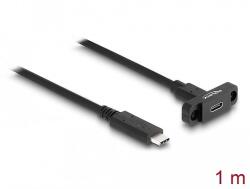 Delock SuperSpeed USB 10 Gbps (USB 3.2 Gen 2) USB Type-C kábel apa-anya 1 m panel-csatlakozójú fekete (87824)