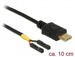 Delock Kábel USB Type-C apa > 2 x tüskesori csatlakozó, anya, különálló teljesítmény, 10 cm (85394)