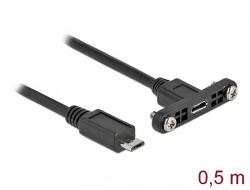 Delock Kábel, USB 2.0-s Micro-B típusú csatlakozóhüvely, panelrögzítés > USB 2.0-s Micro-B típusú cs (35108) - dellaprint