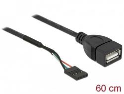 Delock USB 2.0-s csatlakozóhüvellyel ellátott kábel a 1 x USB 2.0 A-típusú csatlakozóhüvely, 60 cm (85671)