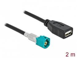 Delock Kábel HSD Z apa - A-típusú USB 2.0 anya 2 m (90488) - dellaprint