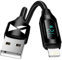 Wozinsky USB-A kábel - Lightning Wozinsky WUALC2 LED 2.4A 2m - Fekete