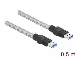 Delock USB 3.2 Gen 1, fém borítású kábel A-típusú apa A-típusú, 0, 5 méter (86774)