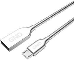 GND microUSB/USB-A kábel, 1 méter, acélspirál borítás ezüst szín (GNDMICUSB100MM23)