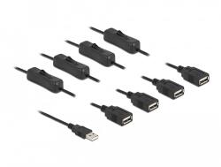 Delock USB A-típusú kábel apa 4 db. USB A-típusú anya kapcsolóval ellátott, 1 m (86805)