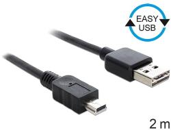 Delock Kábel, EASY-USB 2.0-s A-típusú csatlakozódugó > USB 2.0-s Mini-B-típusú csatlakozódugó, 2 m, (85554)