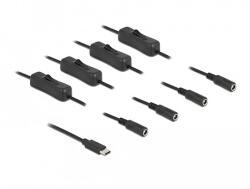 Delock USB Type-C apa 4 db. DC 5, 5 x 2, 1 mm anya csatlakozójú, 1 méter hosszú kábel (86802)