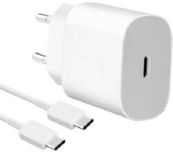 Samsung EP-TA800EWE USB Type-C hálózati töltőadapter + EP-DA905BWE type-c adatkábel, töltőkábel, fehér, gyári (25W, 9A)