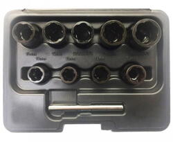 Welzh Werkzeug 4090-WW 3/8"-os csavarkiszedő készlet sérült fejű csavarokhoz, 10-19 mm, 9+1 részes (4090-WW) - dwdszerszam