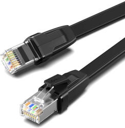 UGREEN NW134 Lapos hálózati kábel fém csatlakozókkal, Ethernet RJ45, Cat. 8, U/FTP, 1m (fekete)