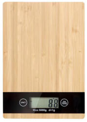 VERK GROUP konyhai mérleg, bambusz fa, LCD képernyővel, kapacitás 5 kg, 23x16 cm (merleg)