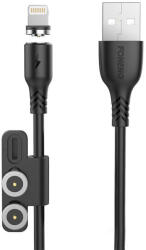 FONENG X62 Mágneses 3in1 USB USB-C / Lightning / Micro USB kábel, 2.4A, 1m (fekete)