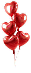 Balloons4party Buchet 5 baloane inimi rosii cu heliu 45cm