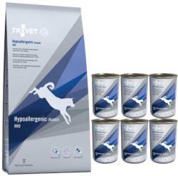 TROVET TROVET RRD hipoallergén nyúl kutyáknak 12.5kg + 6xTROVET RRD hipoallergén nyúl kutyakonzerv 400g