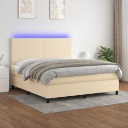 vidaXL krémszínű szövet rugós és LED-es ágy matraccal 180 x 200 cm (3134738)