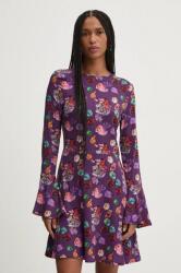 Desigual rochie FLOWER SCRIBB culoarea violet, mini, evazati, 24WWVW16 9BYH-SUD1B0_45X (24WWVW16)