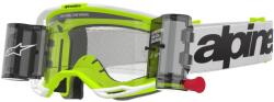 Alpinestars Vision 8 Wordmark ROLL-OFF Wide Vision motokrossz szemüveg fehér-fluo sárga, átlátszó plexivel
