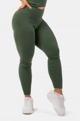 Nebbia biopamut bordázott, magas derekú leggings XS sötétzöld