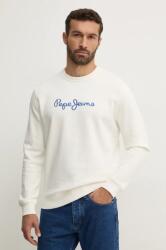 Pepe Jeans hanorac de bumbac NEW JOE CREW barbati, culoarea alb, cu imprimeu, PM582715 9BYH-BLM0OF_00X (PM582715)