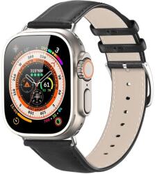 Apple Watch 38 / 40 / 41 mm okosóra szíj - Dux Ducis YS - fekete bőr szíj - tokgalaxis