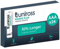 Uniross LR03 POWER PLUS 1.5V alkáli tartós elem, AAA (micro), 24 db/csomag (UPPAAABX24)