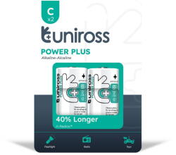 Uniross LR14 POWER PLUS 1.5V alkáli tartós elem, C (baby), 2 db/bliszter (UPPCPK2)