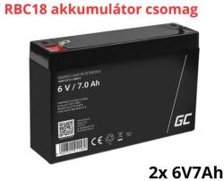 Green Cell APC RBC18 helyettesítő akkumulátor csomag (2x 6V 7Ah) (RBC18-RP)