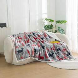  Patura miel din microplus de Craciun CHRISTMAS DEER gri Dimensiune: 160 x 200 cm Patura