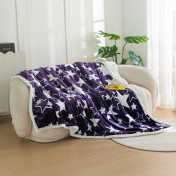  Patura miel din microplus de Craciun STARS violet Dimensiune: 200 x 220 cm Patura