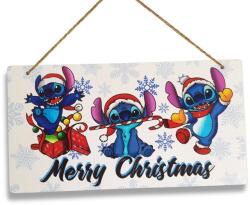  Nyomtatott fa tábla - Stitch Merry Christmas 24, 3x13cm - kosarbolt