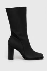 Calvin Klein Jeans bőr csizma HEEL ZIP BOOT LTH WN fekete, női, magassarkú, YW0YW01113 - fekete Női 38