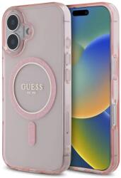 GUESS Carcasă dură roz Guess GUHMP16SHFGEREP pentru iPhone 16 6, 1" cu cerc sclipitor IML MagSafe