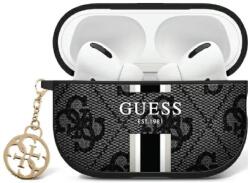 Guess GUA2P4RPSK husă pentru AirPods 1/2 neagră cu dungi imprimate 4G Charm