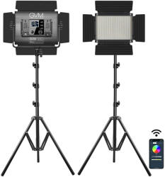 GVM Kit 2 Panouri Bi Color GVM 880RS, 752 LED, trepiezi 200 cm inclusi, geanta transport si accesorii