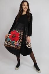 FashionLand ROCHIE MIDI ASIMETRICA CU BUZUNARE SI MANACA LUNGA FLOWERS DOMIDEEA TALIE UNICA Multicolora