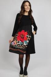 FashionLand ROCHIE MIDI CU BUZUNARE SI MANECA LUNGA INSERTIE PRINT FLOWERS DOMIDEEA TALIE UNICA Multicolora