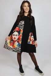 FashionLand ROCHIE MIDI CU MANECA LUNGA SI BUZUNAR APLICAT FRIDA TALIE UNICA Multicolora