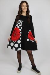 FashionLand ROCHIE MIDI CU MANECA LUNGA SI BUZUNAR APLICAT DAISY DOTS FERRARA TALIE UNICA Multicolora