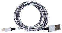 Compatibil Cablu USB A - USB Tip C, Model Zebra, 2m Lungime - Cablu de Date Textil, Incarcator Mufe Tip C (CUTC2M)