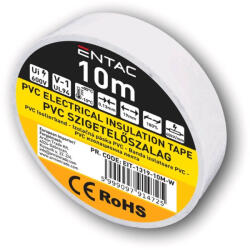 Entac Banda Izolatoare, Model Alb, 0.13x19mm, 10m Lungime, Entac - Banda Izolatoare PVC pentru Cabluri Electrice (BI19A10M)