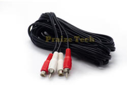 Compatibil Cablu Audio 2xRCA Tata-Mama, 5m Lungime - Tip Male-Female pentru Sistem HIFI, Amplificatoare, Semnal Audio HD (2XRTM5M)