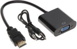 Compatibil Convertor HDMI-VGA cu Transmitere Audio - pentru PC, Laptop, Monitor LCD, Console (CHDVGA)