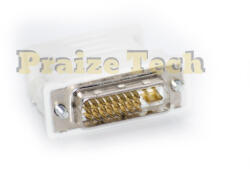 Compatibil Adaptor DVI-I 24+5 PIN Tata - VGA HD15 Mama, Model Alb - pentru Monitor, Proiector, Sisteme Video DVI-I (ADVI245)