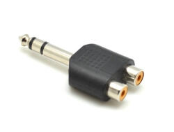 Compatibil Adaptor Jack 6.3mm Tata , 2xRCA Mama, Model Negru, pentru Sisteme Audio (AJ6RCM)