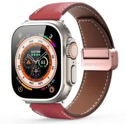 Apple Watch 42 / 44 / 45 / 49 mm okosóra szíj - Dux Ducis YA - piros bőr szíj - graffistore